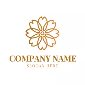 按摩 Logo White and Golden Peony logo design