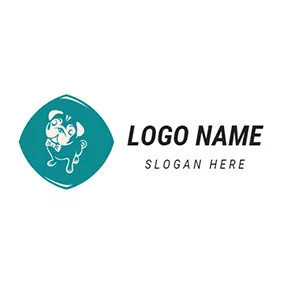 Pug Logo White and Green Bulldog Icon logo design