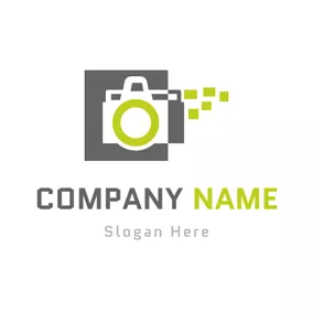 Photobooth Logo White and Green Camera logo design