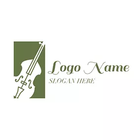 Instrument Logo White and Green Cello Icon logo design