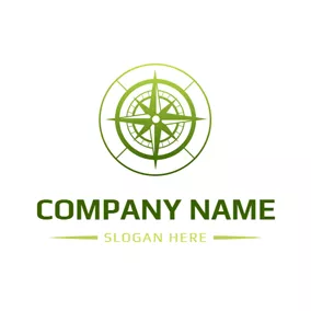 Emblem Logo White and Green Compass logo design
