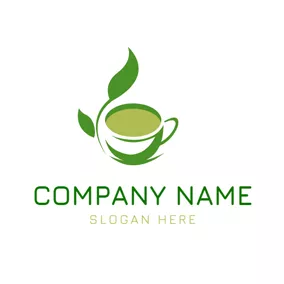 Herbal Logo White and Green Tea Cup logo design