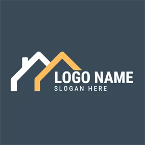 Construction Company Logo White and Orange Cottages logo design