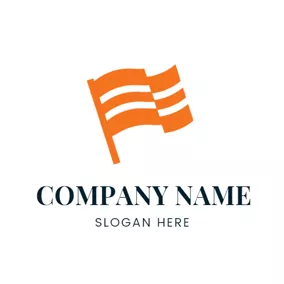 旗ロゴ White and Orange Flag logo design