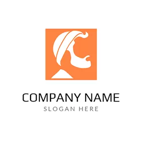 Cooles Logo White and Orange Hipster Man logo design
