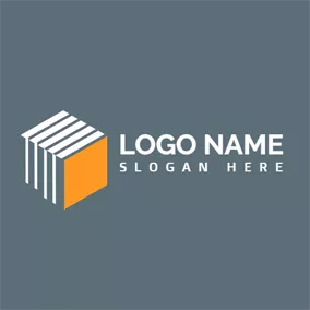 3D Logo White and Orange Square logo design