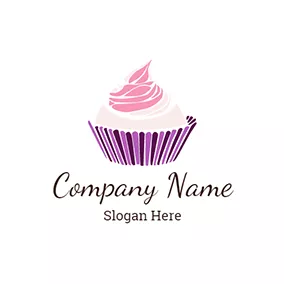 糕點logo White and Pink Cupcake logo design