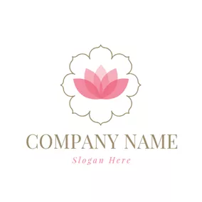 Pink Logo White and Pink Lotus Flower logo design