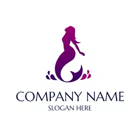 人魚　ロゴ White and Purple Mermaid Icon logo design