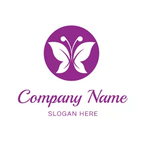 蝶のロゴ White and Purple Round Butterfly logo design