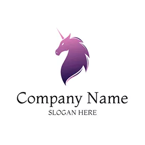 Mythical Logo White and Purple Unicorn Icon logo design