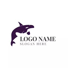 虎鯨 Logo White and Purple Whale logo design