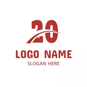 Emblem Logo White and Red 20th Anniversary logo design