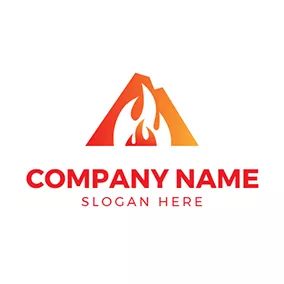 Emblem Logo White and Red Fire Flame logo design