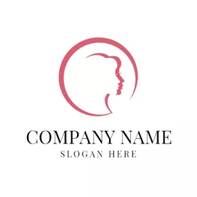 Curly Logo White and Red Hair Model logo design