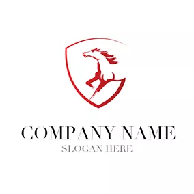 Logotipo De Correr White and Red Horse Badge logo design