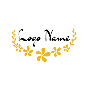 White and Yellow Flower Icon logo design