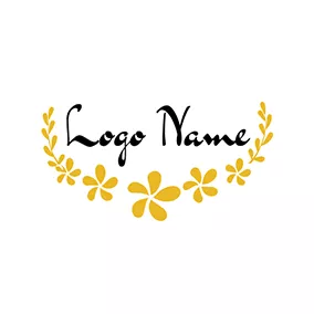 Name Logo White and Yellow Flower Icon logo design