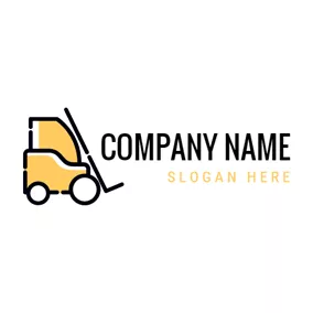 Digger Logo White and Yellow Forklift logo design