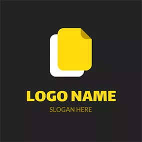 印刷　ロゴ White and Yellow Rectangle logo design