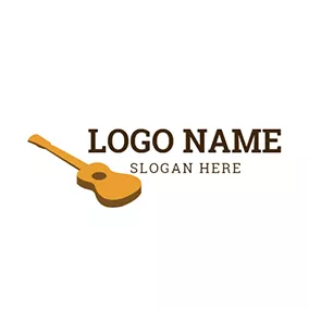 Guitarist Logo White and Yellow Ukulele Icon logo design