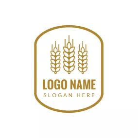 小麦 Logo White and Yellow Wheat logo design