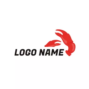 螃蟹 Logo White Background and Red Crab Pincers logo design