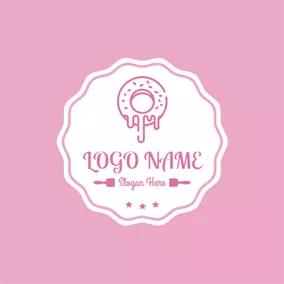 Donuts Logo White Badge and Doughnut logo design