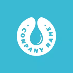 水のロゴ White Badge and Water Drop logo design