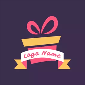 Logotipo De Navidad White Banner and Special Gift Box logo design