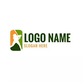 ソフトボール　ロゴ White Baseball Player Icon logo design