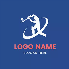 Best Logo White Batsman Playing Cricket logo design