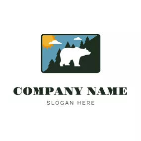 熊Logo White Bear and Landscape logo design
