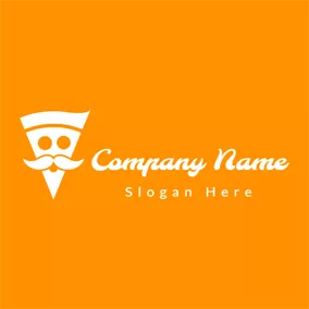 Food Logo White Beard and Abstract Pizza logo design