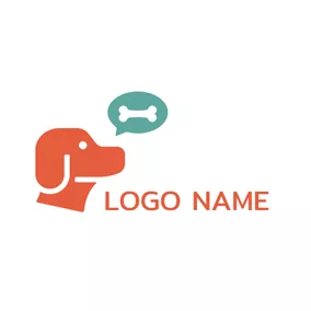 骨头logo White Bone and Orange Dog Face logo design