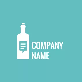 瓶子 Logo White Bottle and Green Textbox logo design