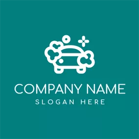 Cleaner Logo White Bubble and Car Wash logo design