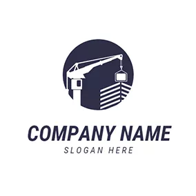 Equipment Logo White Building and Crane logo design