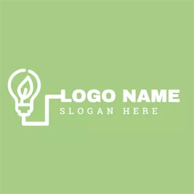 Lamp Logo White Bulb and Leaf logo design