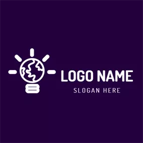 地球Logo White Bulb and Purple Earth logo design