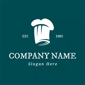 料理人のロゴ White Chef Cap logo design