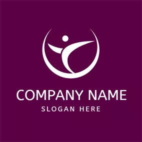 People Logo White Circle and Abstract Dancer logo design