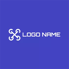 Crossed Logo White Circle and Abstract Drone logo design
