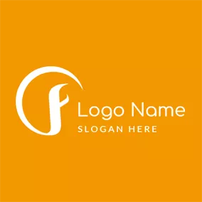 Logotipo F White Circle and Abstract Letter F logo design