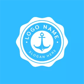 Import Logo White Circle and Blue Anchor logo design
