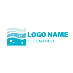 AQUAロゴ White Circle and Blue Water logo design