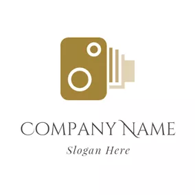 Logótipo De Câmara White Circle and Brown Camera logo design