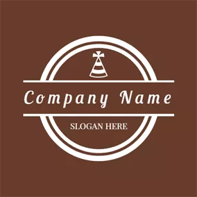 Party Logo White Circle and Brown Hat logo design