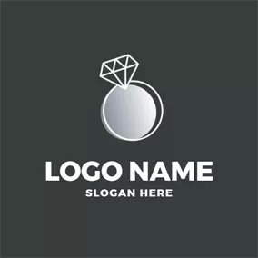 Logótipo De Noivado White Circle and Diamond Ring logo design