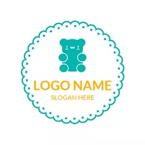 Animation Logo White Circle and Green Bear logo design